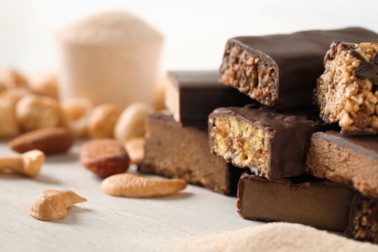 Protein bars on a table