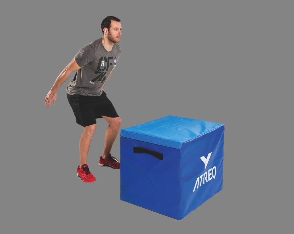 Man performing a box jump