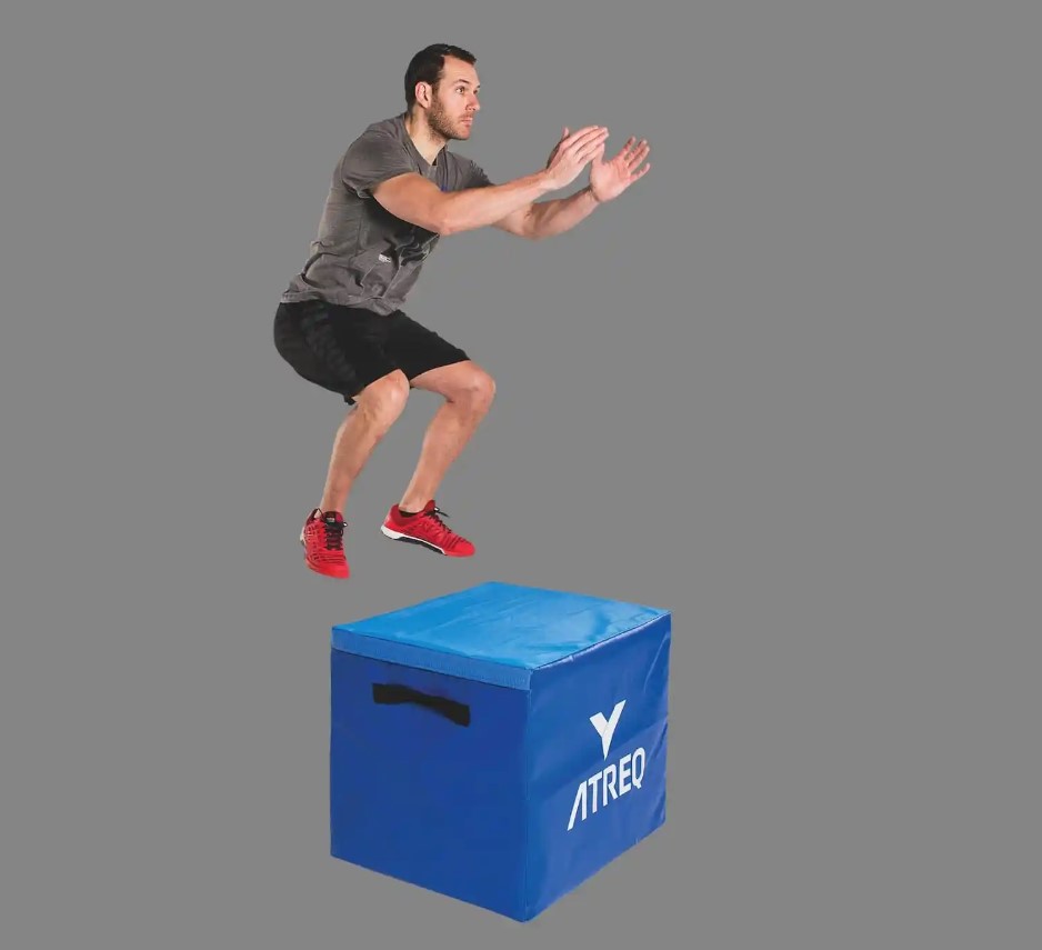 Man performing a box jump