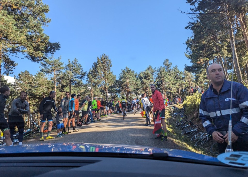 In the middle of the Vuelta bike race