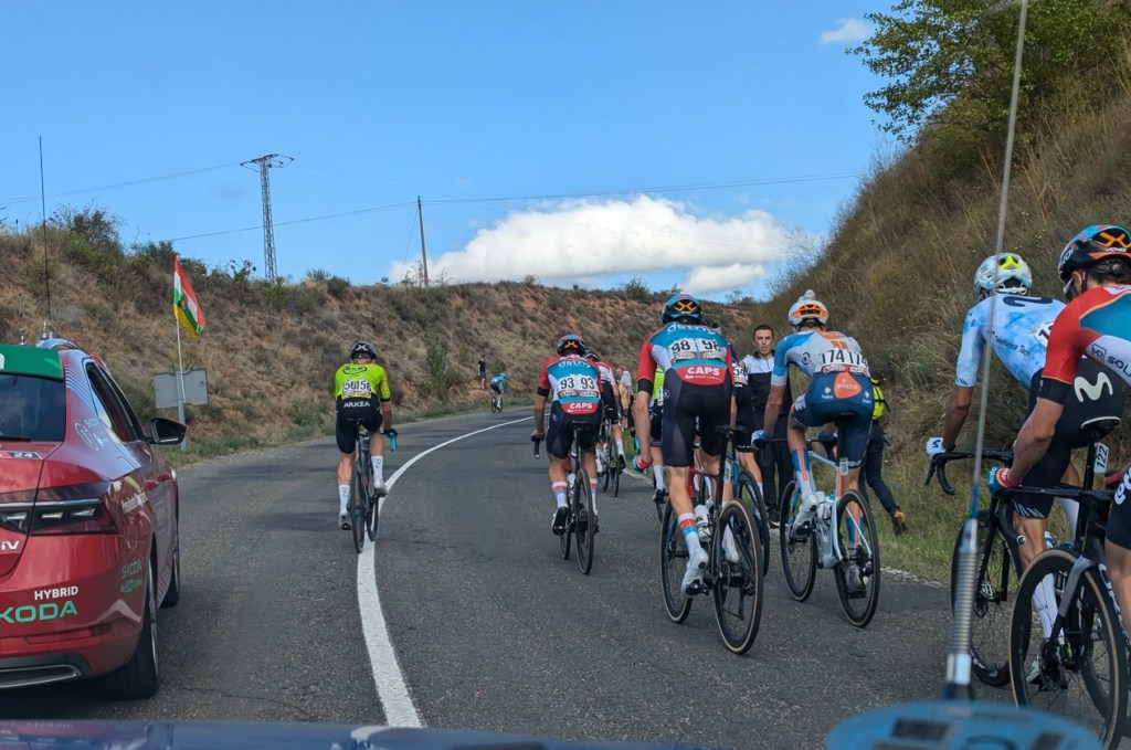 In the middle of the Vuelta bike race