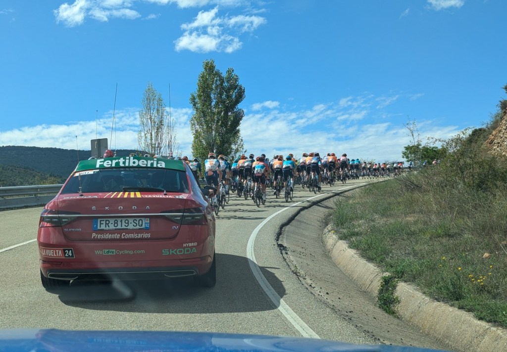 In the middle of the Vuelta bike race