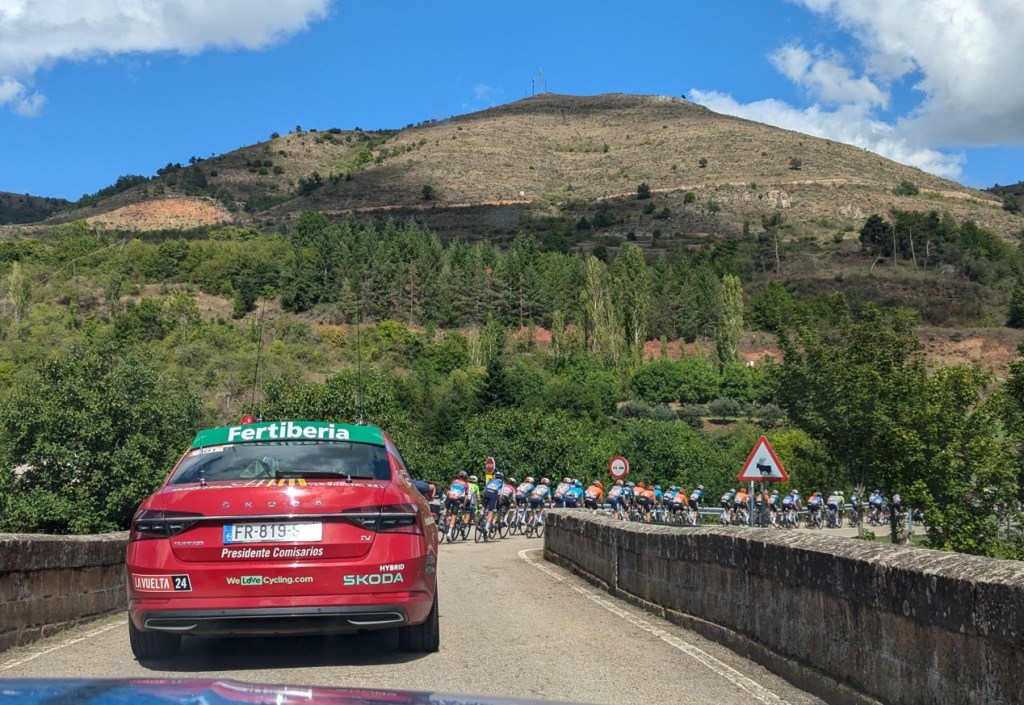 In the middle of the Vuelta bike race