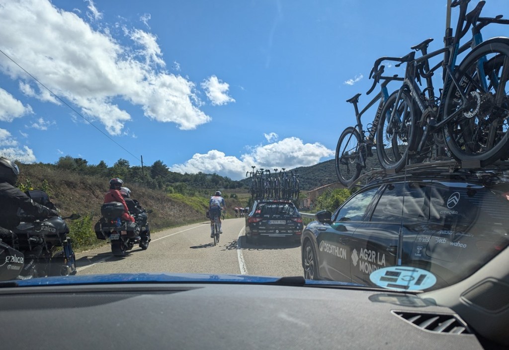 In the middle of the Vuelta bike race