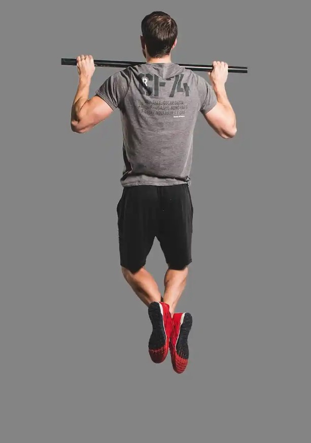 Man performing a wide-grip pull-up