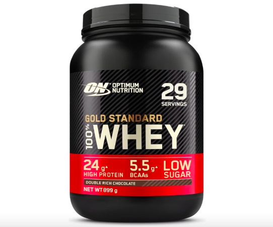 Product shot of whey protein tub