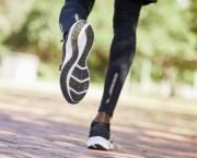 Close-up of a man's feet in running shoes