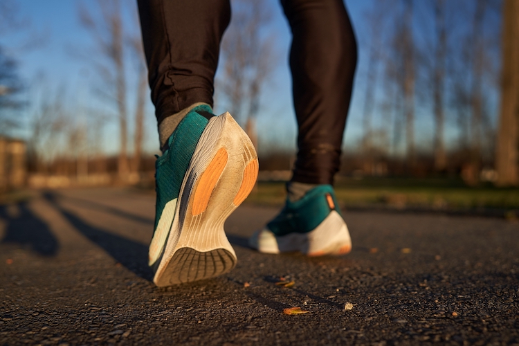 Close-up of a man's running shoes