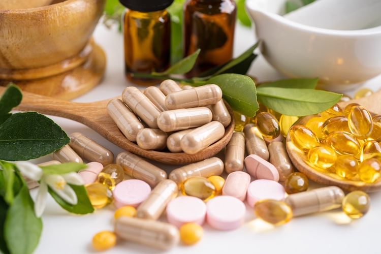 Supplements and vitamins of different shapes and sizes