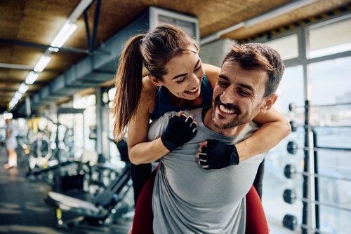 Couple exercising together and having fun!