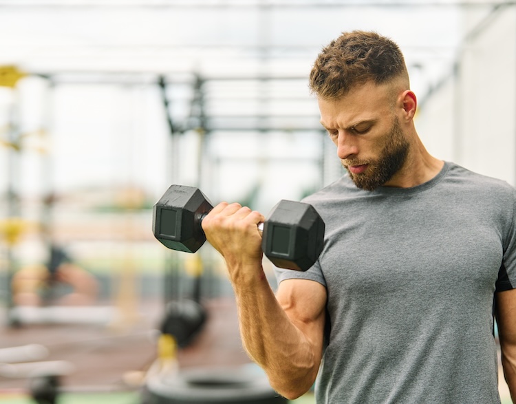 Man performing a dumbbell curl
