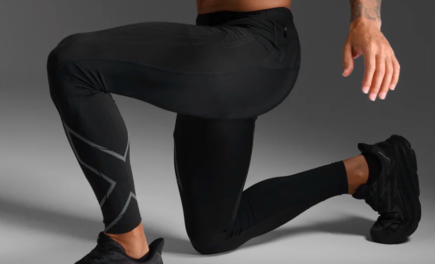 Product shot of a man wearing compression tights