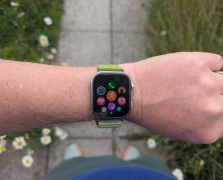Overhead view of a man's arm with a sports watch