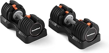 Product shot of adjustable dumbbells