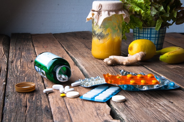 An array of supplements and vitamins