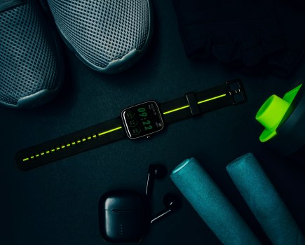 lots of bits of gym tech gathered on the floor