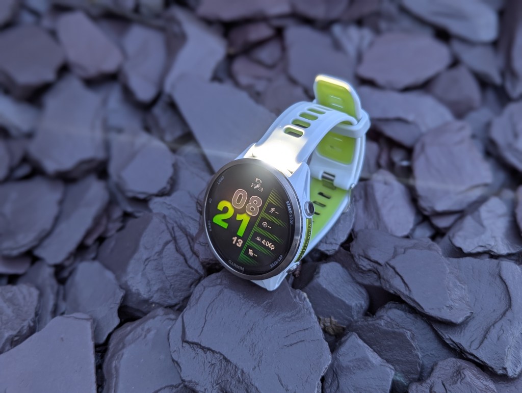 garmin forerunner 970 with flashlight lit up
