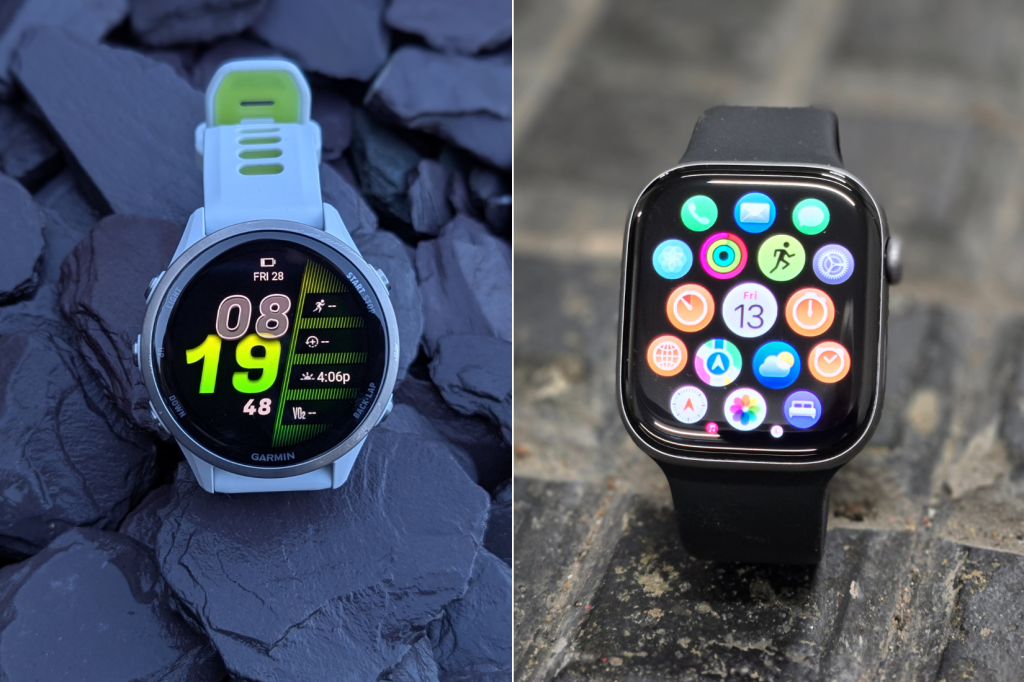 We test the popular Garmin Forerunner 970 against the Apple Watch Ultra 3 to see which comes out on top (Credit: Kate Milsom/David Castle)