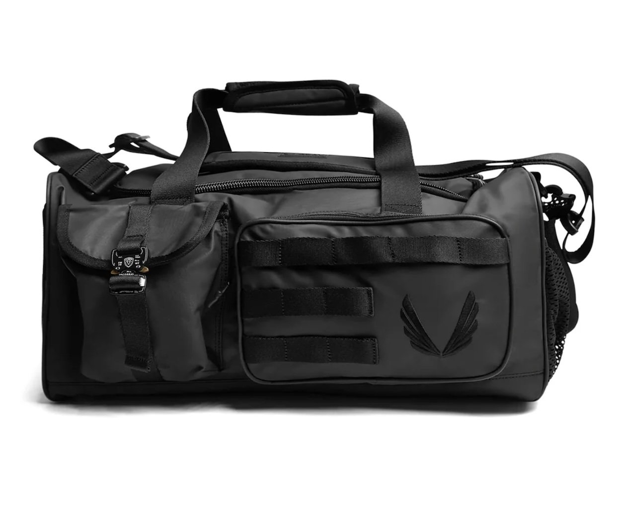 Product shot of a black gym bag