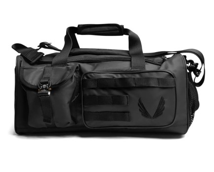 Product shot of a black gym bag